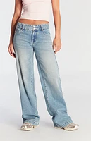 Pacsun Casey Button Low Rise Baggy Jeans Medium Indigo