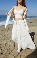 John Galt White Lace Cropped Tank Top