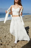 John Galt White Lace Cropped Tank Top