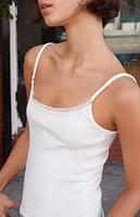John Galt White Lace Trim Skylar Tank Top