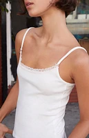 John Galt White Lace Trim Skylar Tank Top