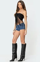 Edikted Jenna Sequin Fringe Wrap Top