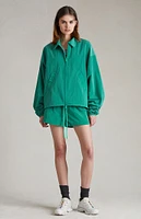 Fear of God Essentials Women's Mint Leaf Crinkle Nylon Shell Bomber Jacket