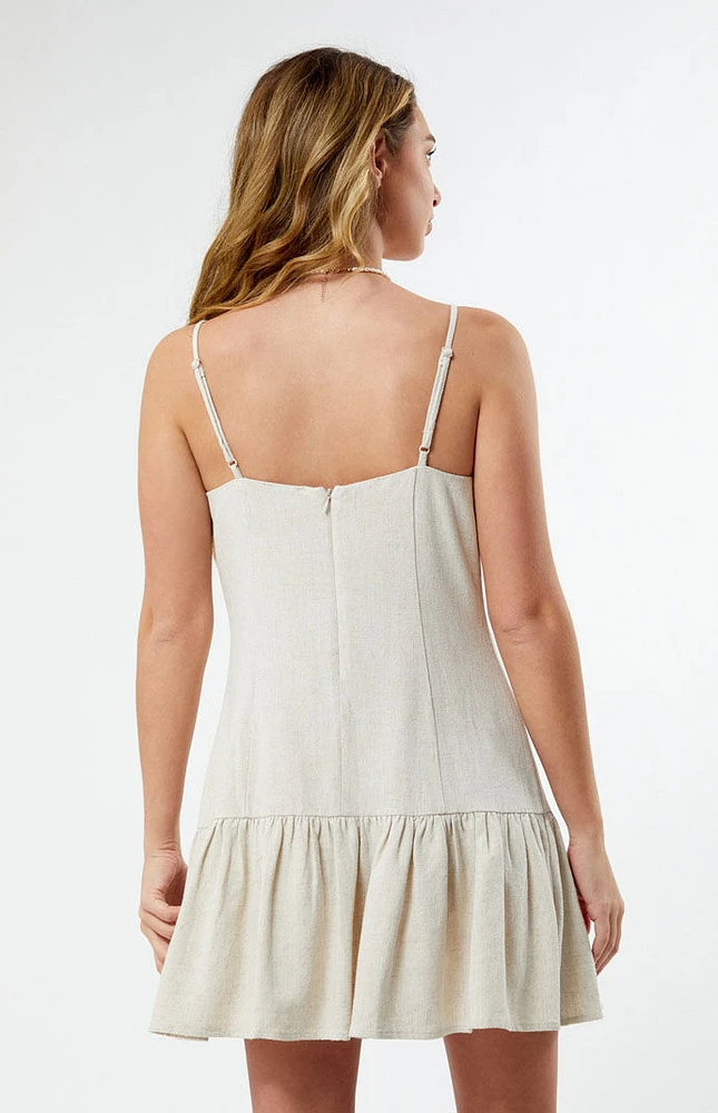 LA Hearts Linen Drop Waist Mini Dress