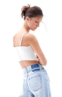 PacSun Cali Light Indigo Rhinestone Ripped Baggy Boyfriend Jeans