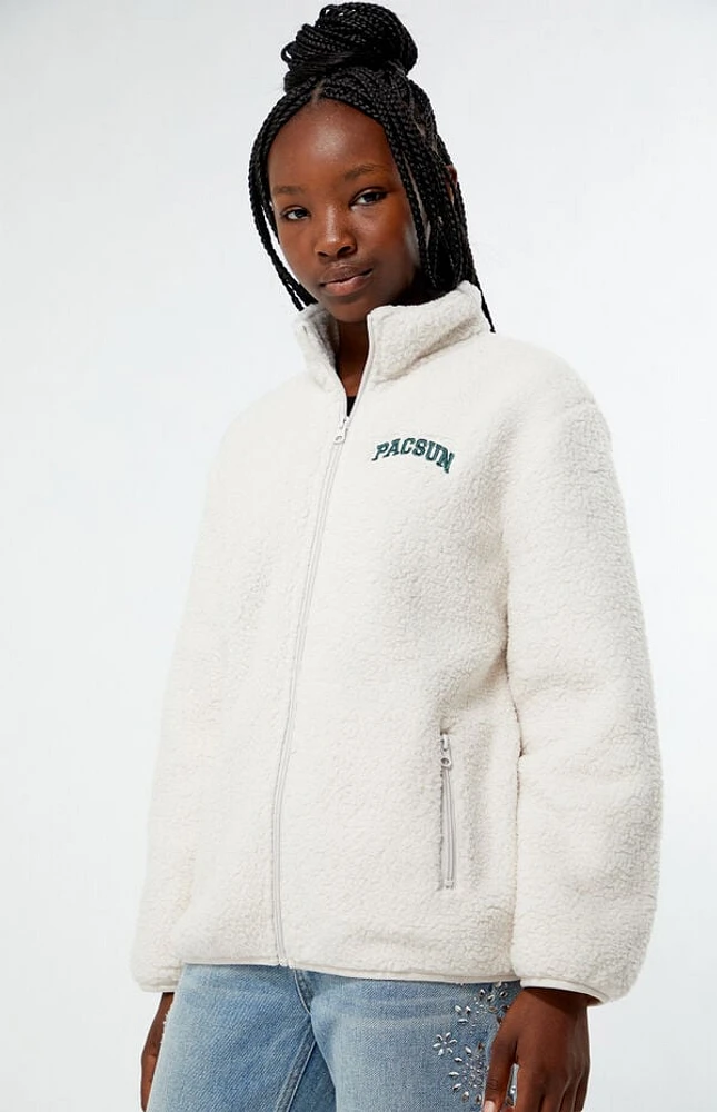 Pacsun Kids Taupe Sherpa Full Zip Shacket