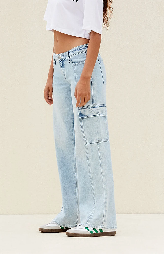 PacSun Light Indigo Low Rise Girlfriend Cargo Jeans