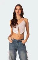 Edikted Confetti Sequin Open Back Crop Top