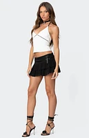 Edikted Double Belt Ruffled Chiffon Mini Skort