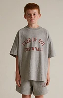 Fear of God Essentials Kids Dark Heather Oatmeal Crew Neck T-Shirt