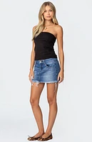 Edikted Tomi Distressed Denim Mini Skirt