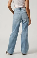 PacSun Light Indigo Ripped High Waisted Girlfriend Jeans