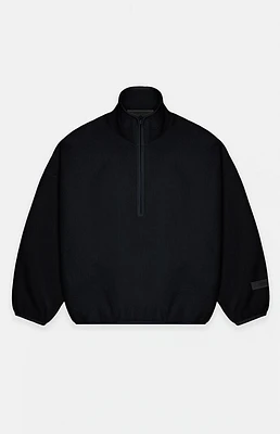 Fear of God Essentials Women's Jet Black Reverse Fleece Half Zip Mock Neck Sweatshirt