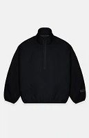 Fear of God Essentials Women's Jet Black Reverse Fleece Half Zip Mock Neck Sweatshirt