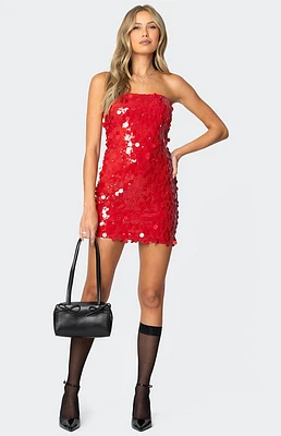 Edikted Samba Sequin Strapless Mini Dress