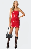 Edikted Samba Sequin Strapless Mini Dress