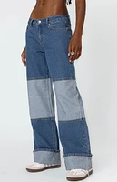 Edikted Lindsey Two Tone Cuffed Jeans