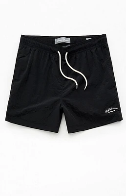 Pacsun Jet Black Collegiate 4.5" Swim Trunks