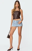 Edikted Draped Faux Leather Halter Top