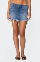 Edikted Tomi Distressed Denim Mini Skirt