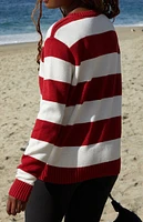 John Galt Red & White Striped Martha Sweater