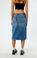 CIRCUS NY Medium Indigo Carpenter Cargo Denim Midi Skirt