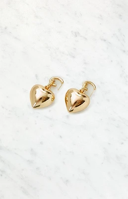 Gold Bubble Heart Gold Earrings