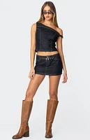 Edikted Keira Buckled Denim Mini Skirt