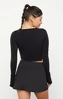 PAC 1980 Active Black Princess Cinched Yoga Mini Skort