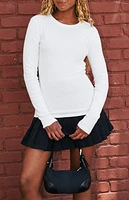 John Galt White Serena Long Sleeve Top