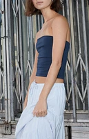 John Galt Navy Amelia Cropped Tube Top