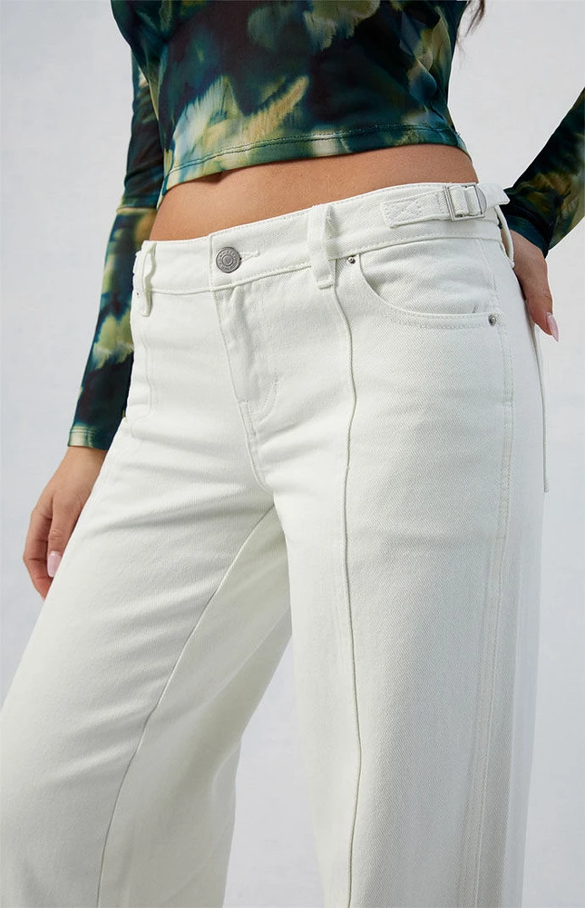 PacSun White Paneled Low Rise Baggy Jeans