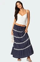 Edikted Polka Dot Tiered Maxi Skirt