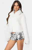 Edikted Nathalie Cropped Faux Fur Jacket