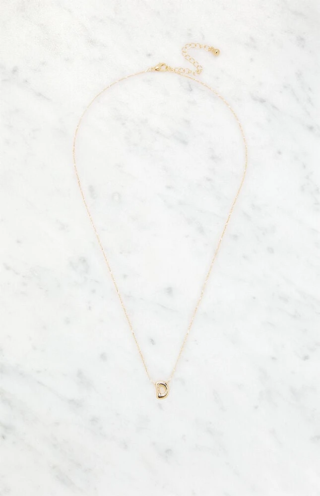 LA Hearts D Initial 14K Gold Plated Necklace