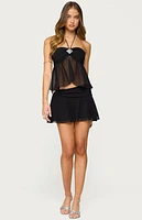 Edikted Jettie Asymmetric Chiffon Mini Skirt