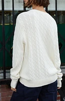 John Galt White Cable Knit Sweater