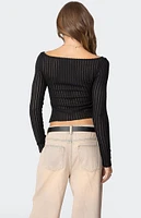 Edikted Textured Sheer Boat Neck Top