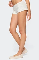 Edikted Avalon Dotted Pointelle Ruffle Shorts
