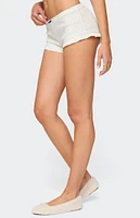 Edikted Avalon Dotted Pointelle Ruffle Shorts