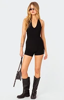 Edikted Melanie Ribbed Open Back Romper