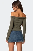 Edikted Celly Rolled Off Shoulder Top