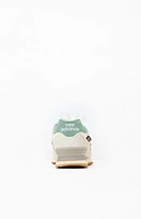 New Balance White & Green 574 Sneakers