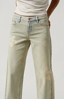 Pacsun Casey Butterfly Graphic Low Rise Baggy Jeans Light Indigo