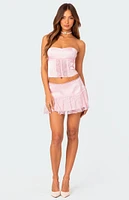 Lex Satin & Lace Ruffle Mini Skirt