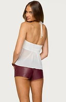 Edikted Sheer Chiffon Babydoll Halter Top