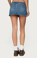 Edikted Ziggie Tie Front Denim Mini Skort