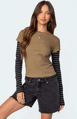 Edikted Eliana Layered Long Sleeve T-Shirt