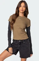 Edikted Eliana Layered Long Sleeve T-Shirt