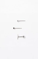 Pacsun 3 Piece Silver Lighting Bolt Earrings